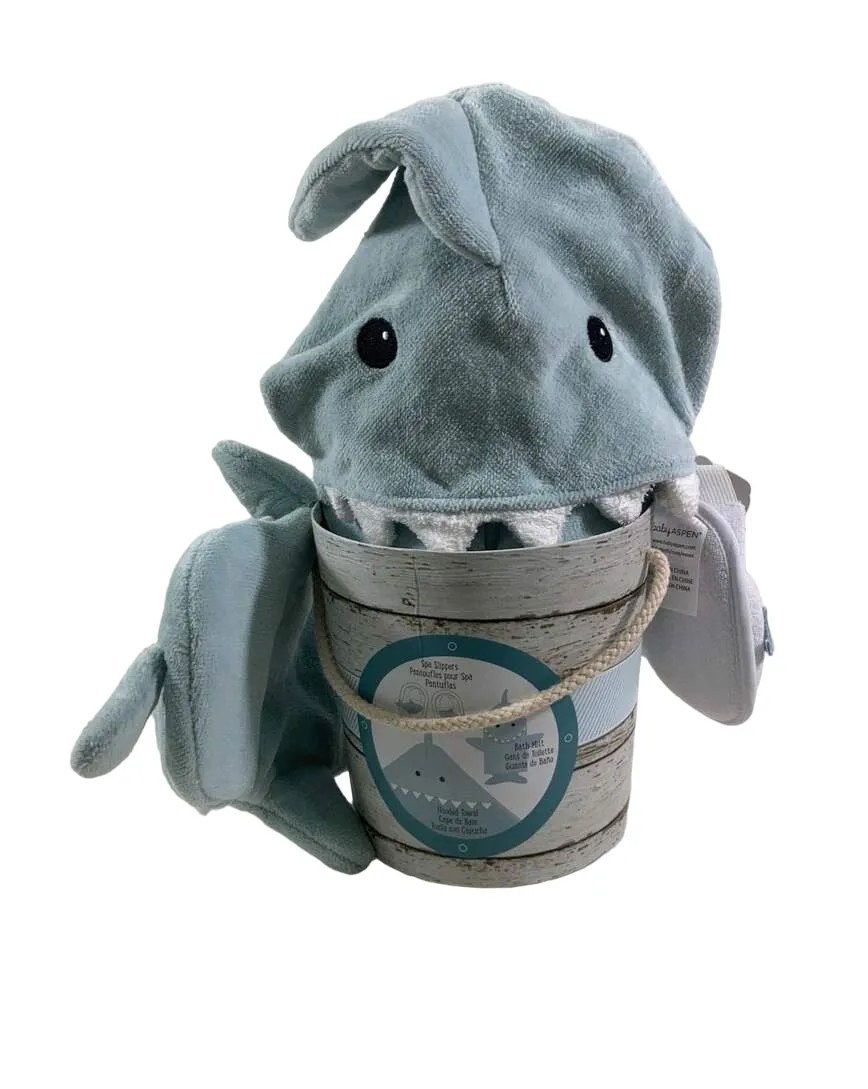 Baby Aspen Let the Fin Begin Shark 4-Piece Bath Gift Set