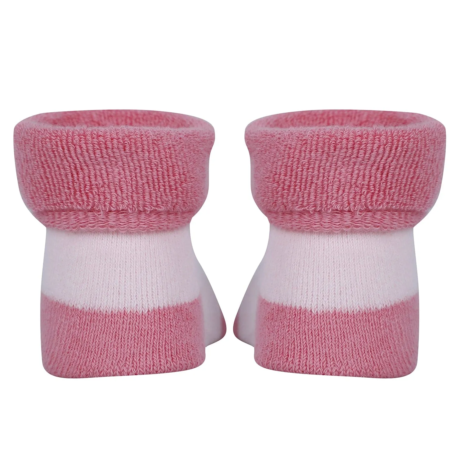 Baby Moo Kitty Owl 3D Rattle Anti-Skid Socks Booties Pack of 3 - Pink