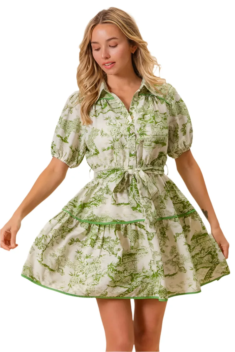 BiBi Woven Printed Tiered Dress