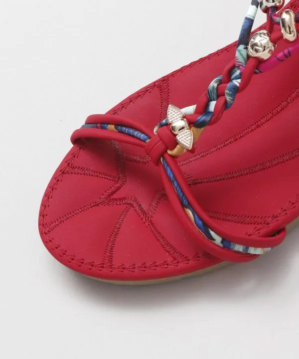 Bohemian Wedge Sandals - RED