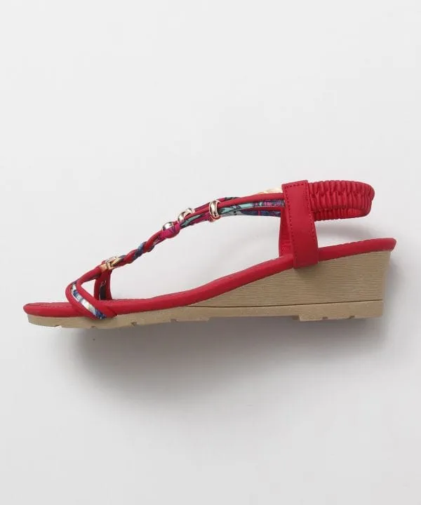 Bohemian Wedge Sandals - RED