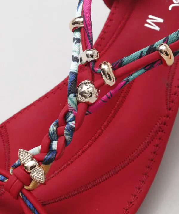 Bohemian Wedge Sandals - RED