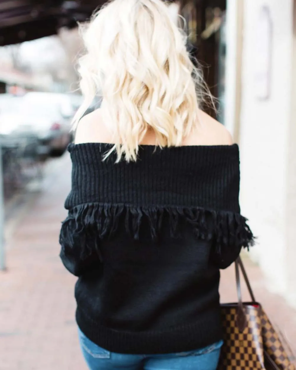 Cable & Feather Sweater in Black