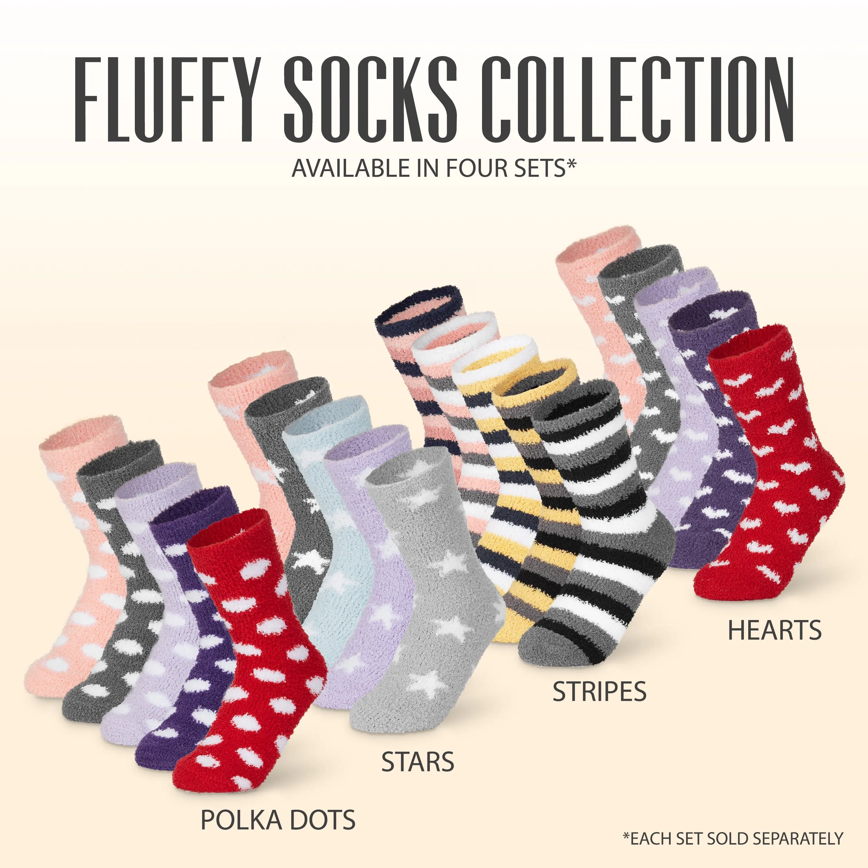 CityComfort Striped Fluffy Socks, Women Warm Slipper Socks 5-Pack, Winter Gifts For Her