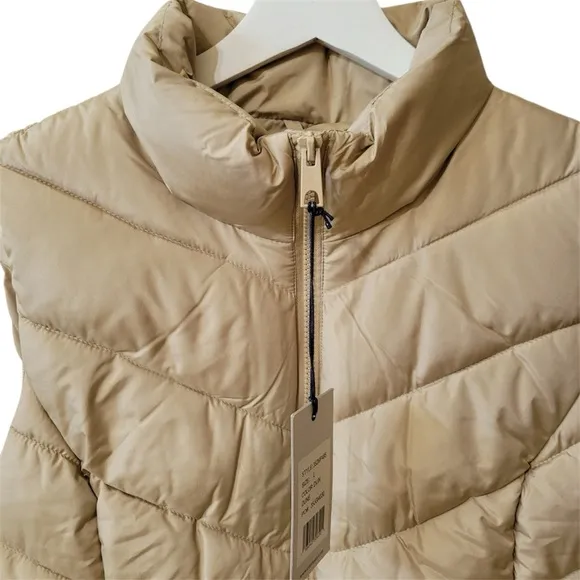Cole Haan Women's Tan Full Front Zip Puffer Vest