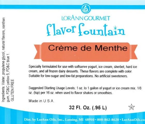 Creme de Menthe Flavor - 4 oz. - 32 oz. - Ice Cream and Beverage Flavors - LorAnn Oils - Canadian Distribution