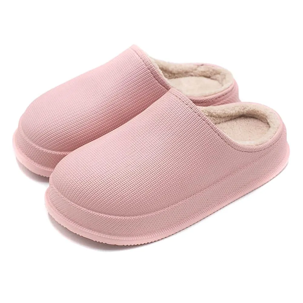 [Deals]Comfortable Waterproof Non-Slip Home Slippers Plush Lining Warm Thick Winter Men Women Slippers Outdoor Shoes