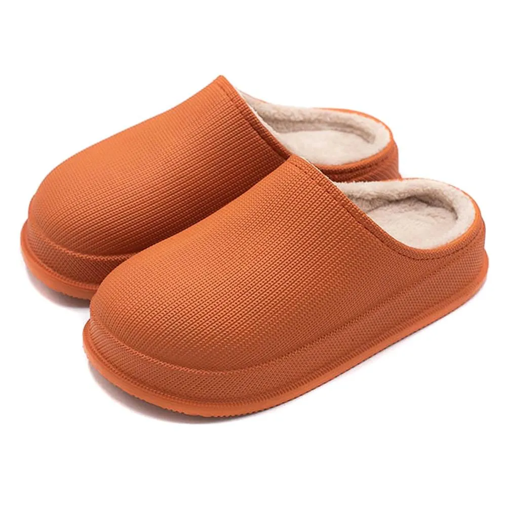 [Deals]Comfortable Waterproof Non-Slip Home Slippers Plush Lining Warm Thick Winter Men Women Slippers Outdoor Shoes