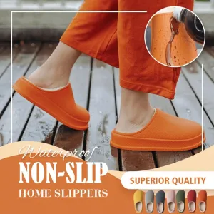 [Deals]Comfortable Waterproof Non-Slip Home Slippers Plush Lining Warm Thick Winter Men Women Slippers Outdoor Shoes