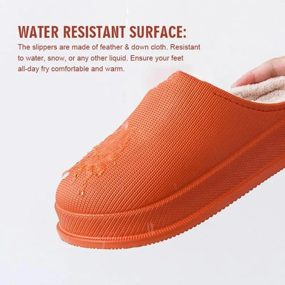 [Deals]Comfortable Waterproof Non-Slip Home Slippers Plush Lining Warm Thick Winter Men Women Slippers Outdoor Shoes