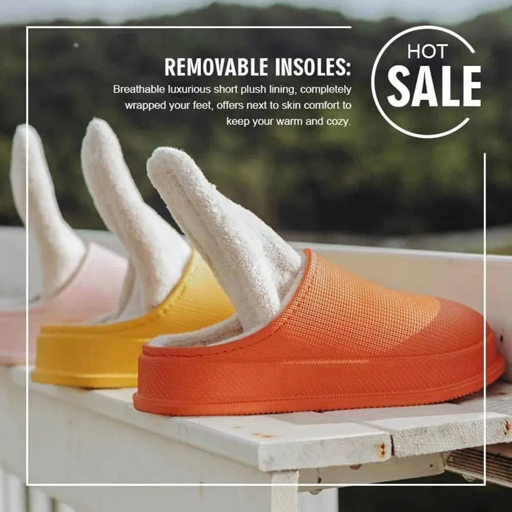 [Deals]Comfortable Waterproof Non-Slip Home Slippers Plush Lining Warm Thick Winter Men Women Slippers Outdoor Shoes