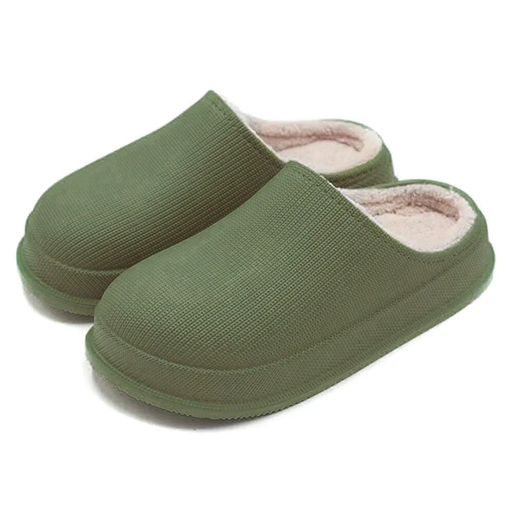 [Deals]Comfortable Waterproof Non-Slip Home Slippers Plush Lining Warm Thick Winter Men Women Slippers Outdoor Shoes