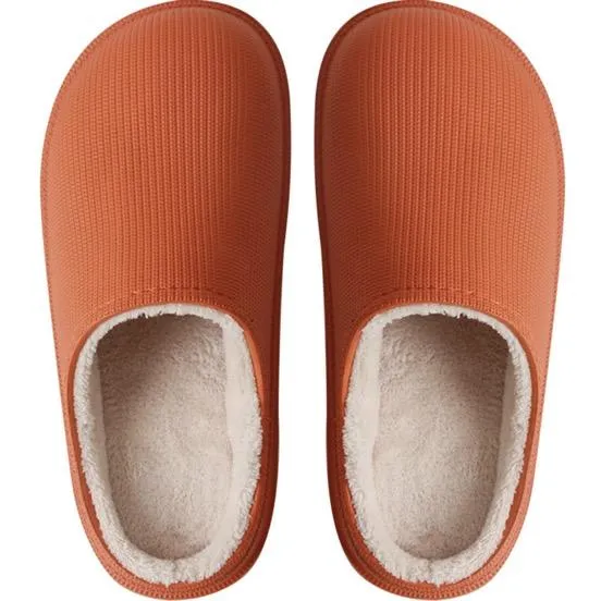 [Deals]Comfortable Waterproof Non-Slip Home Slippers Plush Lining Warm Thick Winter Men Women Slippers Outdoor Shoes