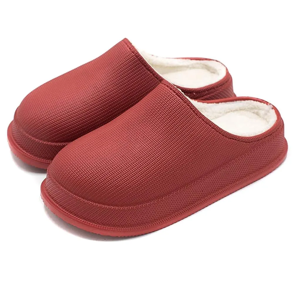 [Deals]Comfortable Waterproof Non-Slip Home Slippers Plush Lining Warm Thick Winter Men Women Slippers Outdoor Shoes