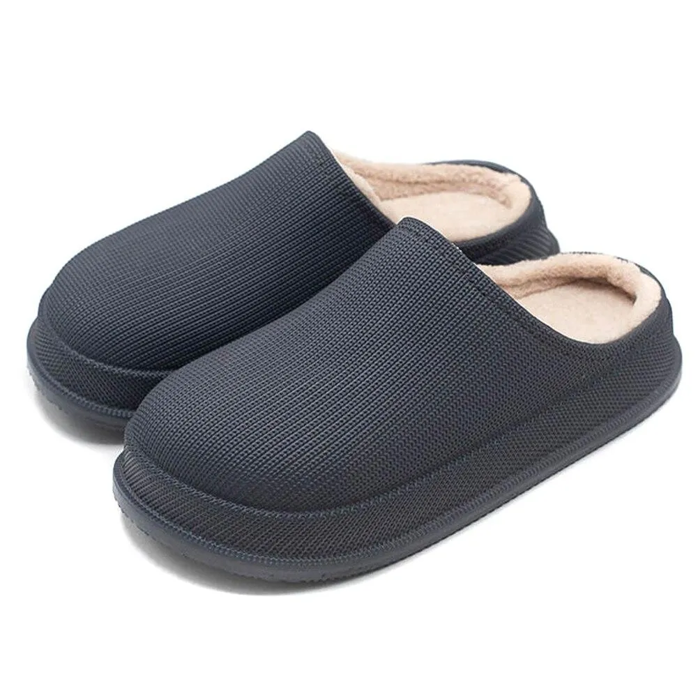 [Deals]Comfortable Waterproof Non-Slip Home Slippers Plush Lining Warm Thick Winter Men Women Slippers Outdoor Shoes