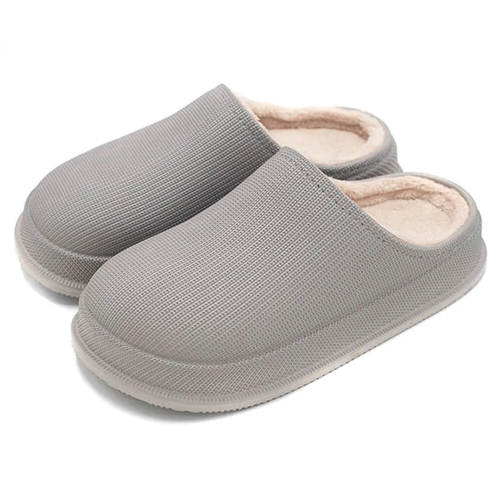 [Deals]Comfortable Waterproof Non-Slip Home Slippers Plush Lining Warm Thick Winter Men Women Slippers Outdoor Shoes