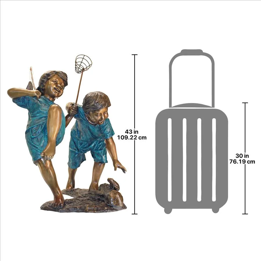 Design Toscano- Double Trouble, Fishing Boys Cast Bronze Garden Statue