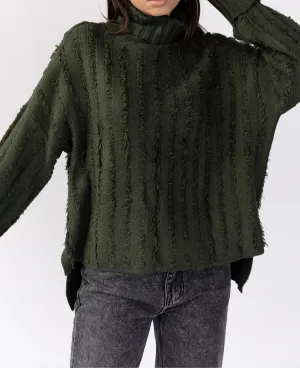 Destroyed Detail Ribbed Turtleneck
