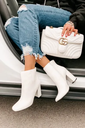Done With You Faux Leather Booties (White)