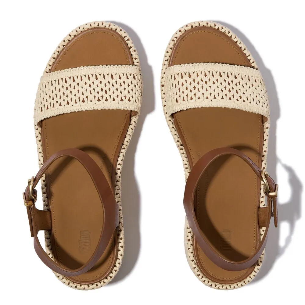 FitFlop Platfforms Woven Wedge Ankle Strap Sandals - Deep Tan / Ivory