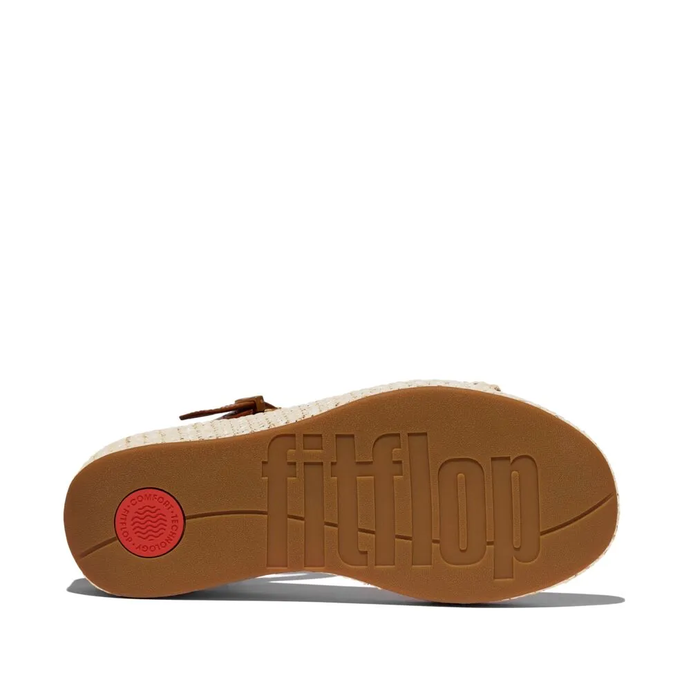 FitFlop Platfforms Woven Wedge Ankle Strap Sandals - Deep Tan / Ivory