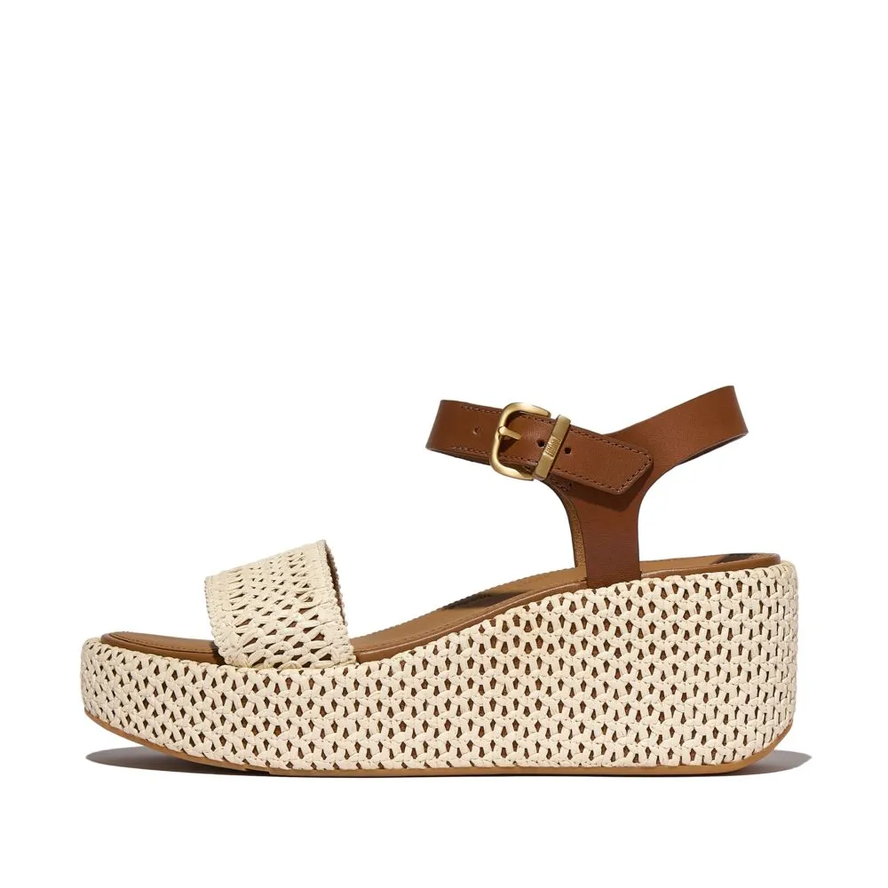 FitFlop Platfforms Woven Wedge Ankle Strap Sandals - Deep Tan / Ivory