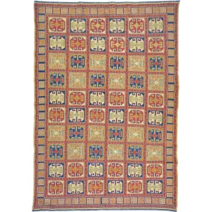 Hand-Woven Afghan Soumack Tribal Geometric Handmade Wool Rug (Size 5.1 X 7.0) Brrsf-1131