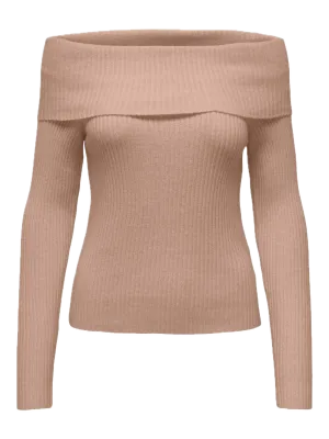 Jersey ONLY Katia Off Shoulder Warm Taupe