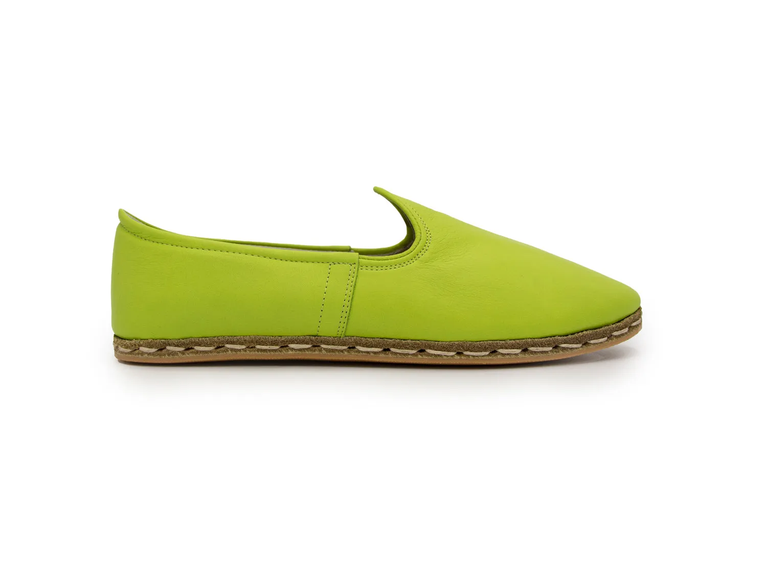 Lime Green Leather Loafers
