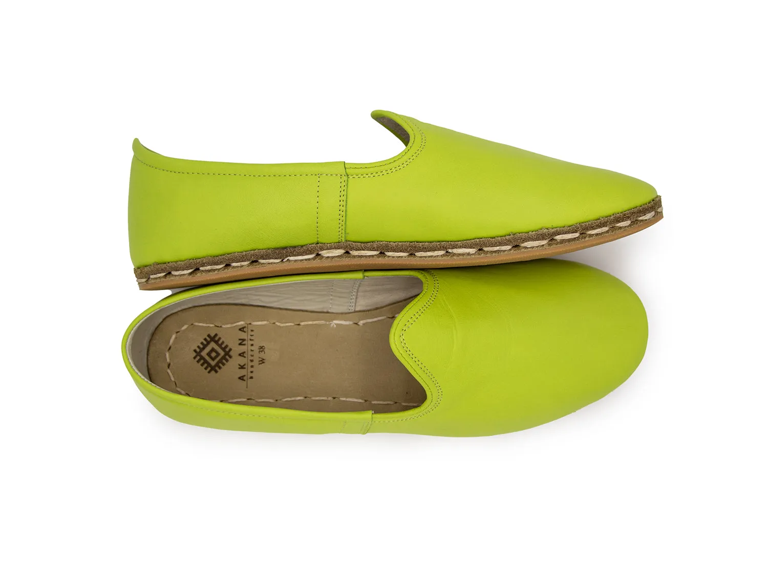 Lime Green Leather Loafers