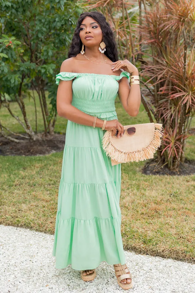 Living A Dream Green Woven Maxi Dress