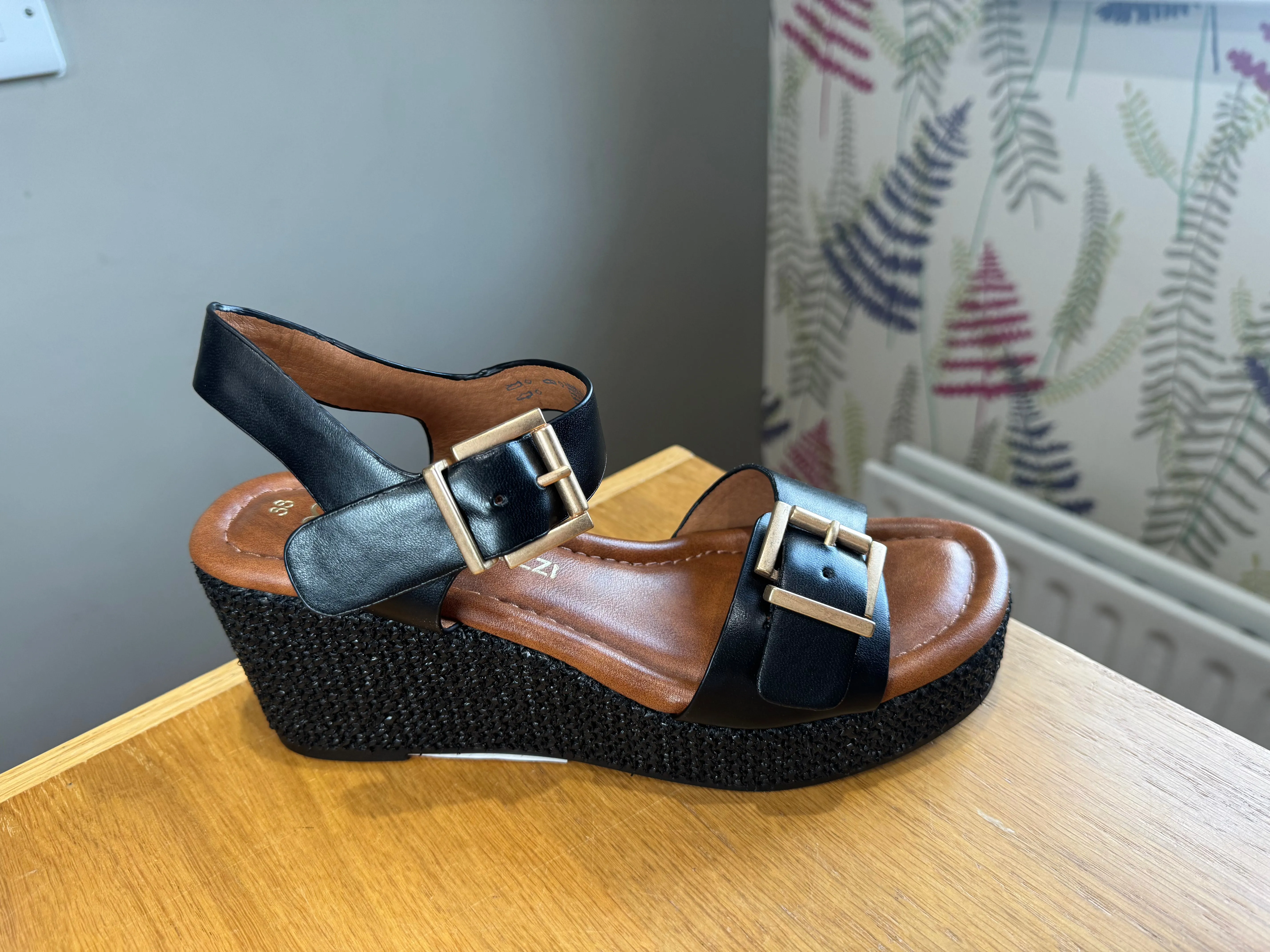 Marco Tozzi Black Wedge Sandal