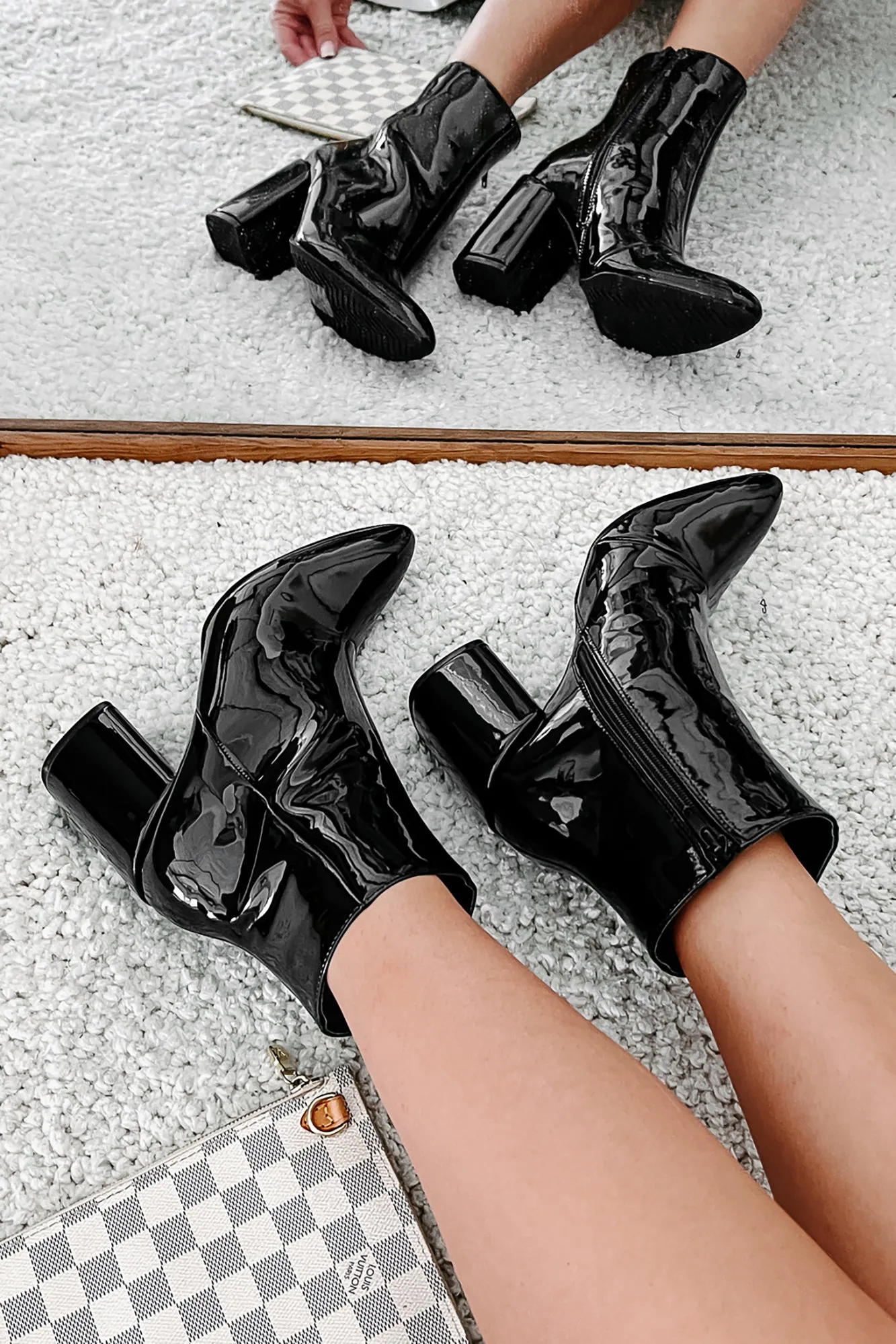 Mariko Patent Leather Booties (Black)