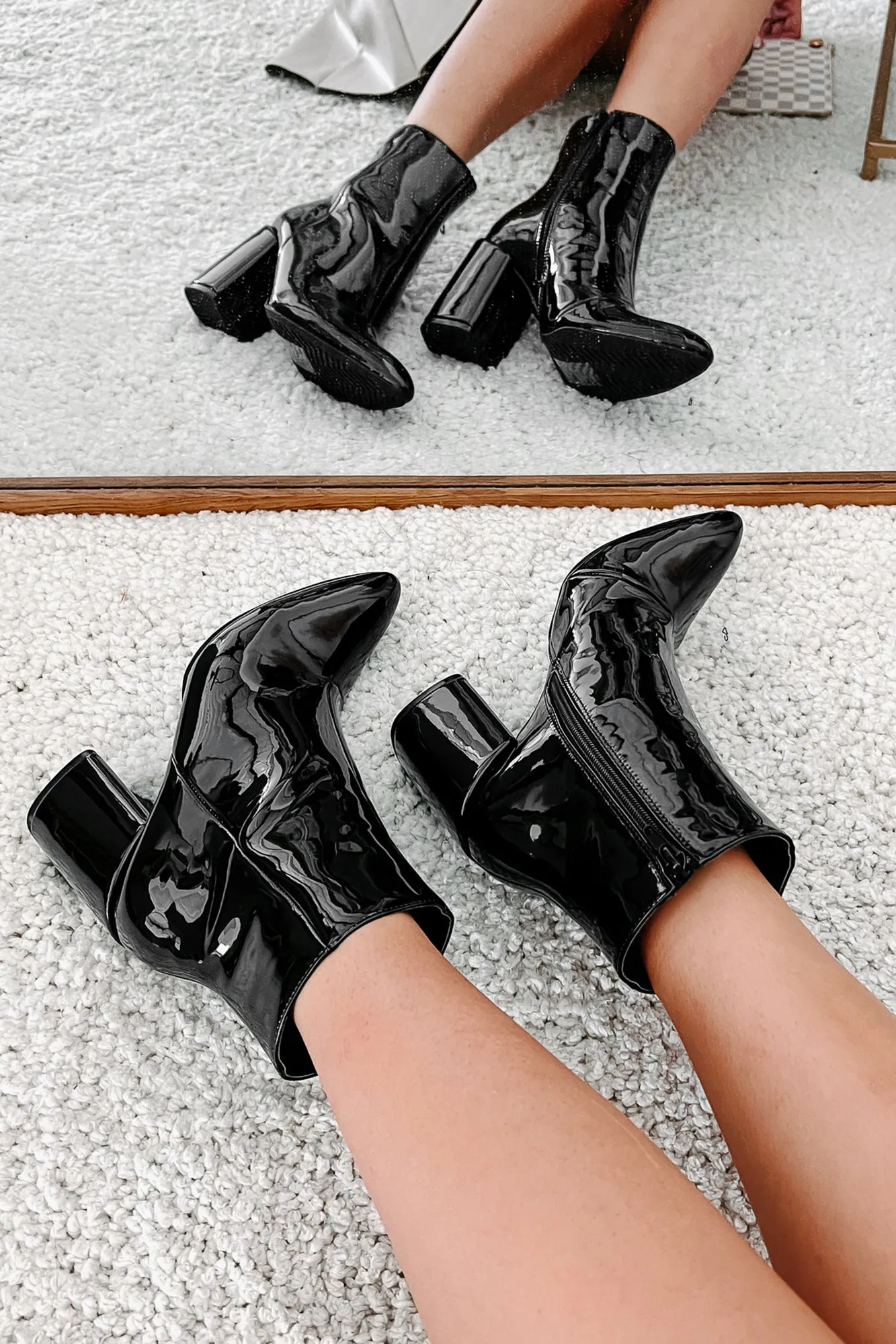Mariko Patent Leather Booties (Black)