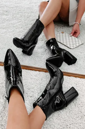 Mariko Patent Leather Booties (Black)