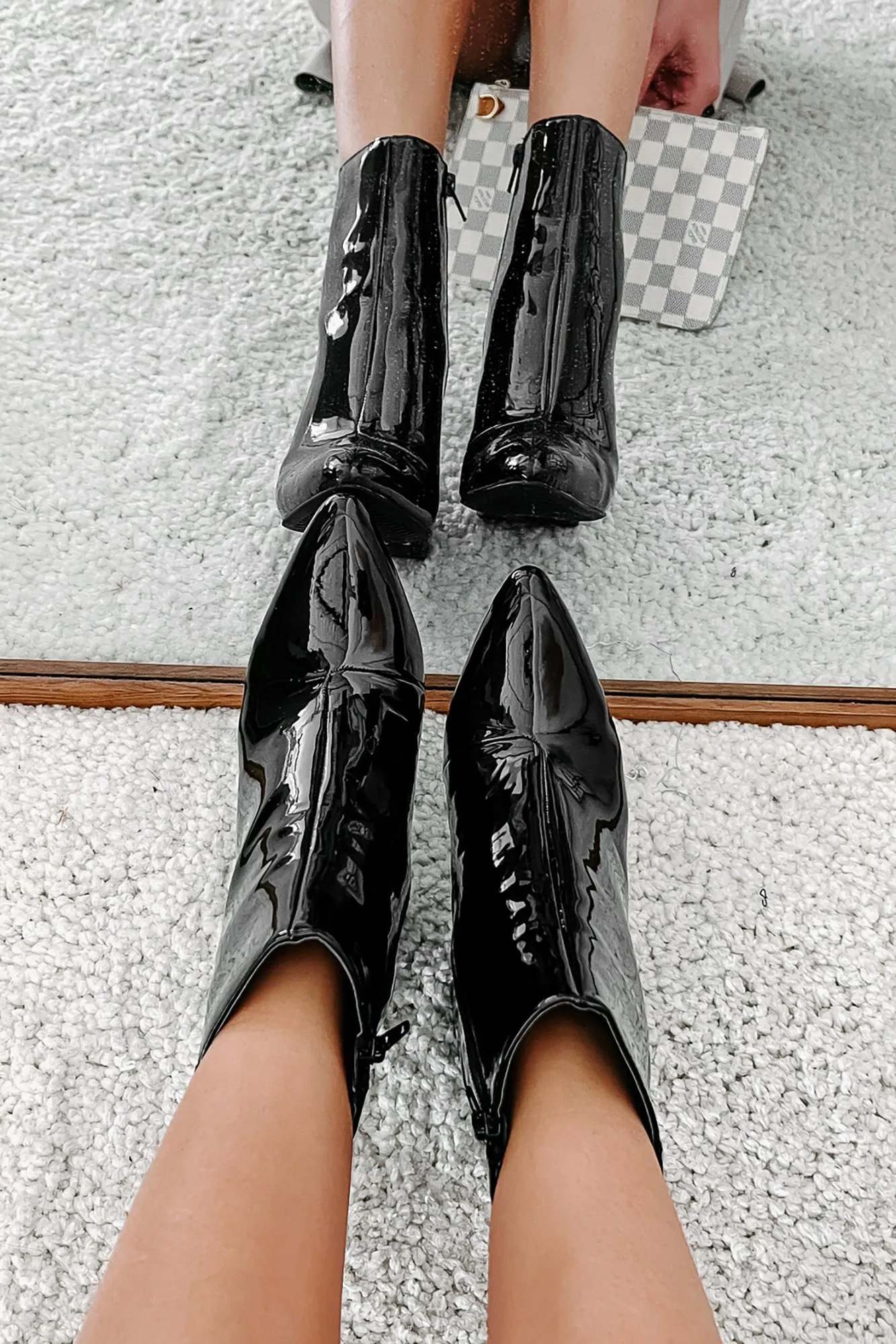 Mariko Patent Leather Booties (Black)