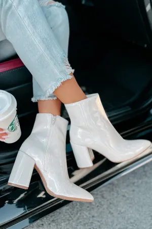 Mariko Patent Leather Booties (Stone)