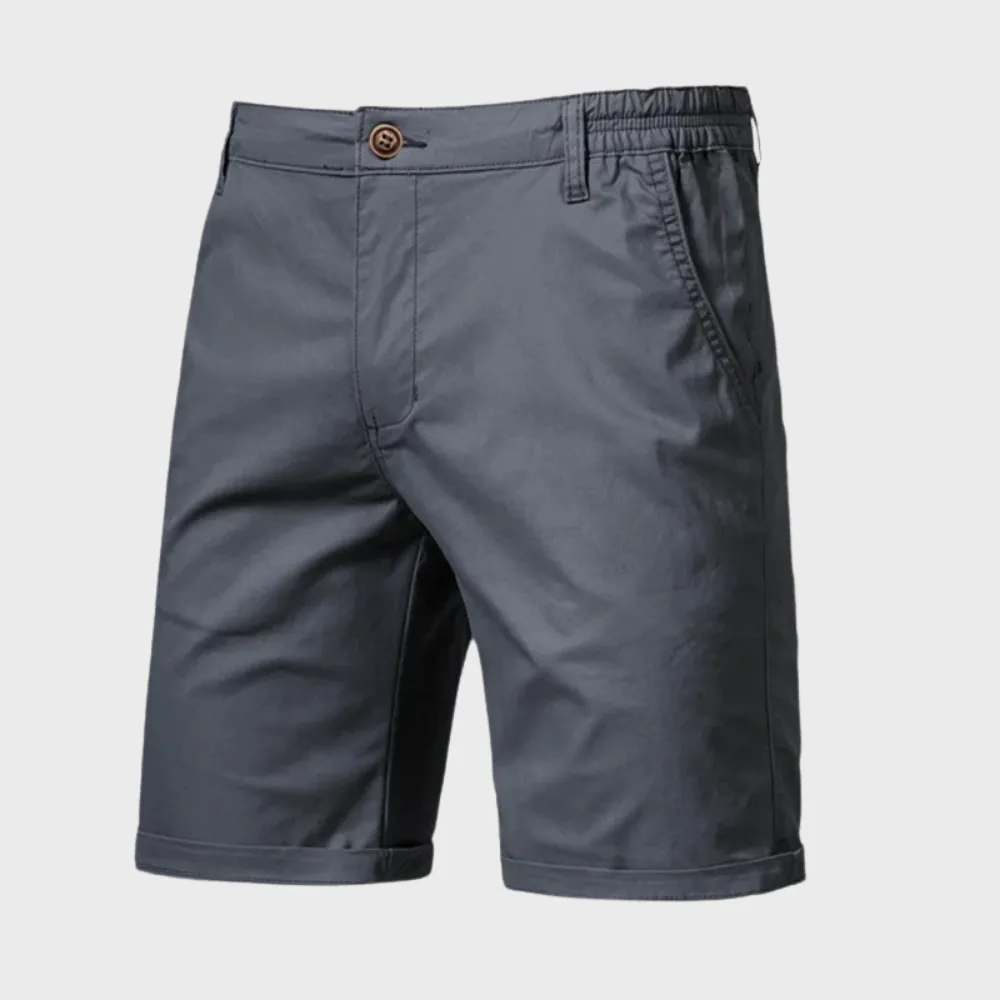 Men’s Chino Shorts – Turned-Up Hem – Elastic Waistband – Slim Fit – Summer Smart-Casual Look