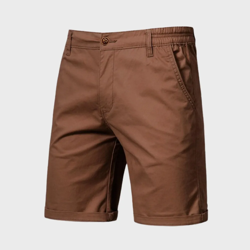 Men’s Chino Shorts – Turned-Up Hem – Elastic Waistband – Slim Fit – Summer Smart-Casual Look