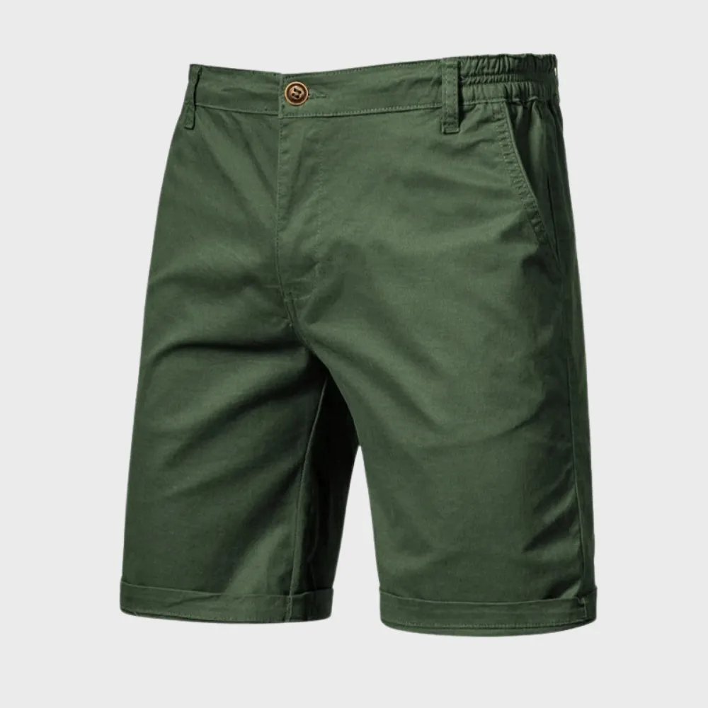 Men’s Chino Shorts – Turned-Up Hem – Elastic Waistband – Slim Fit – Summer Smart-Casual Look