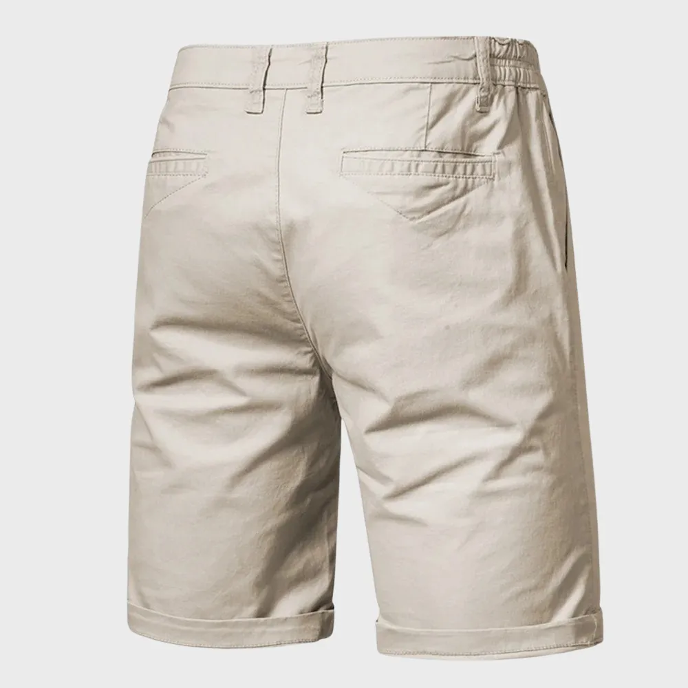 Men’s Chino Shorts – Turned-Up Hem – Elastic Waistband – Slim Fit – Summer Smart-Casual Look