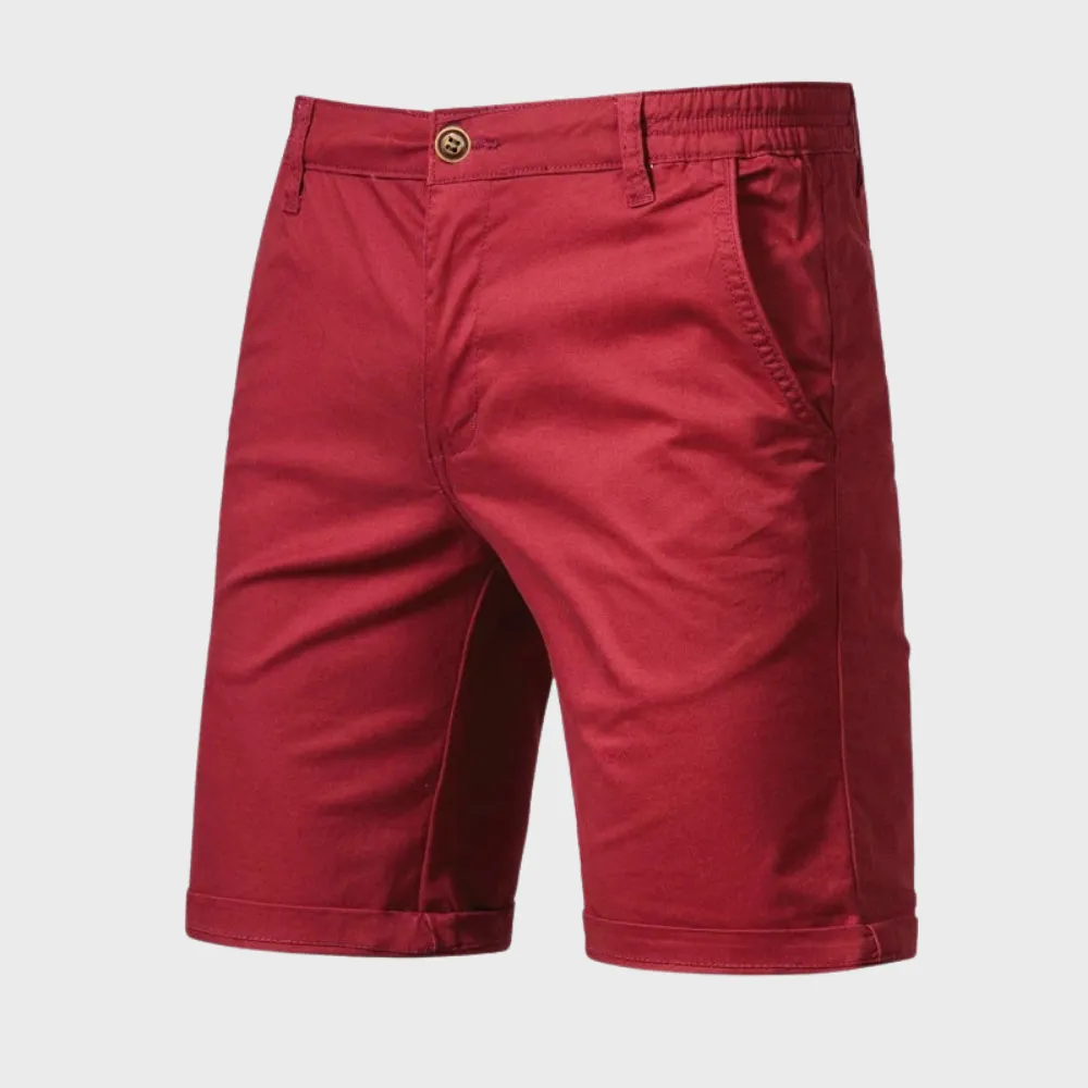 Men’s Chino Shorts – Turned-Up Hem – Elastic Waistband – Slim Fit – Summer Smart-Casual Look