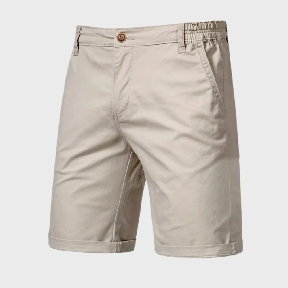 Men’s Chino Shorts – Turned-Up Hem – Elastic Waistband – Slim Fit – Summer Smart-Casual Look