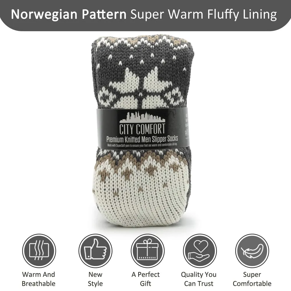 Mens Slipper Socks Bed Socks for Men with Sherpa Wool Non Slip