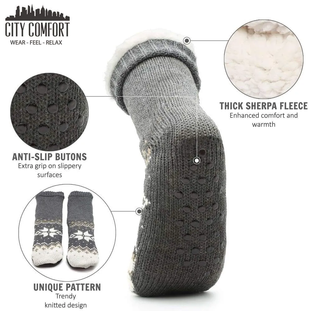 Mens Slipper Socks Bed Socks for Men with Sherpa Wool Non Slip
