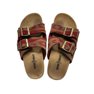 Minnetonka Womens Red Woven Buckle Sandals Size 5 Open Toe #7644