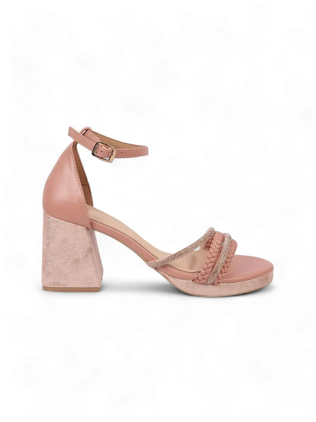 Mochi Women Woven Design Block Heel Sandals with Western - Embellished