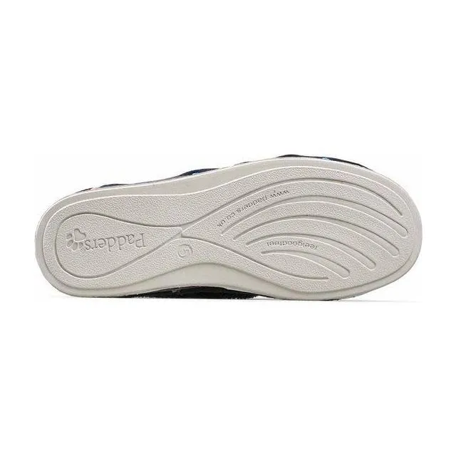 Padders Repose Women's Slippers - Navy Woven Spot