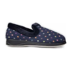 Padders Repose Women's Slippers - Navy Woven Spot