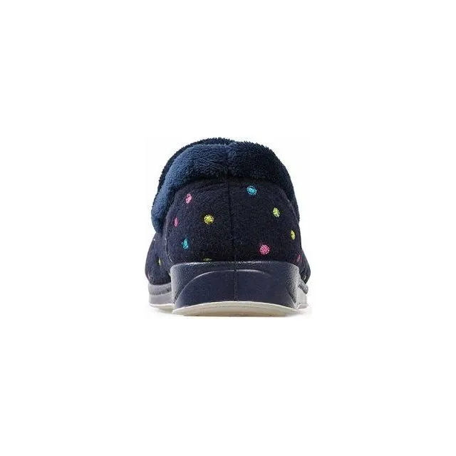 Padders Repose Women's Slippers - Navy Woven Spot